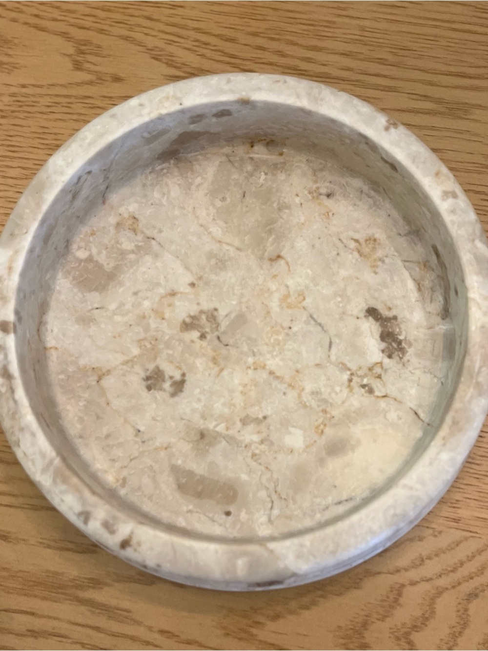 Studio McGee Beige Cream Marble Round Tray Bowl Candle Dish